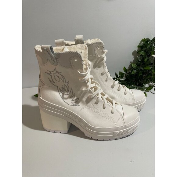 CONVERSE Chuck 70 De Luxe Heel Western Hi Platform A10335C Size Women’s 10.5 Whi - Picture 16 of 16